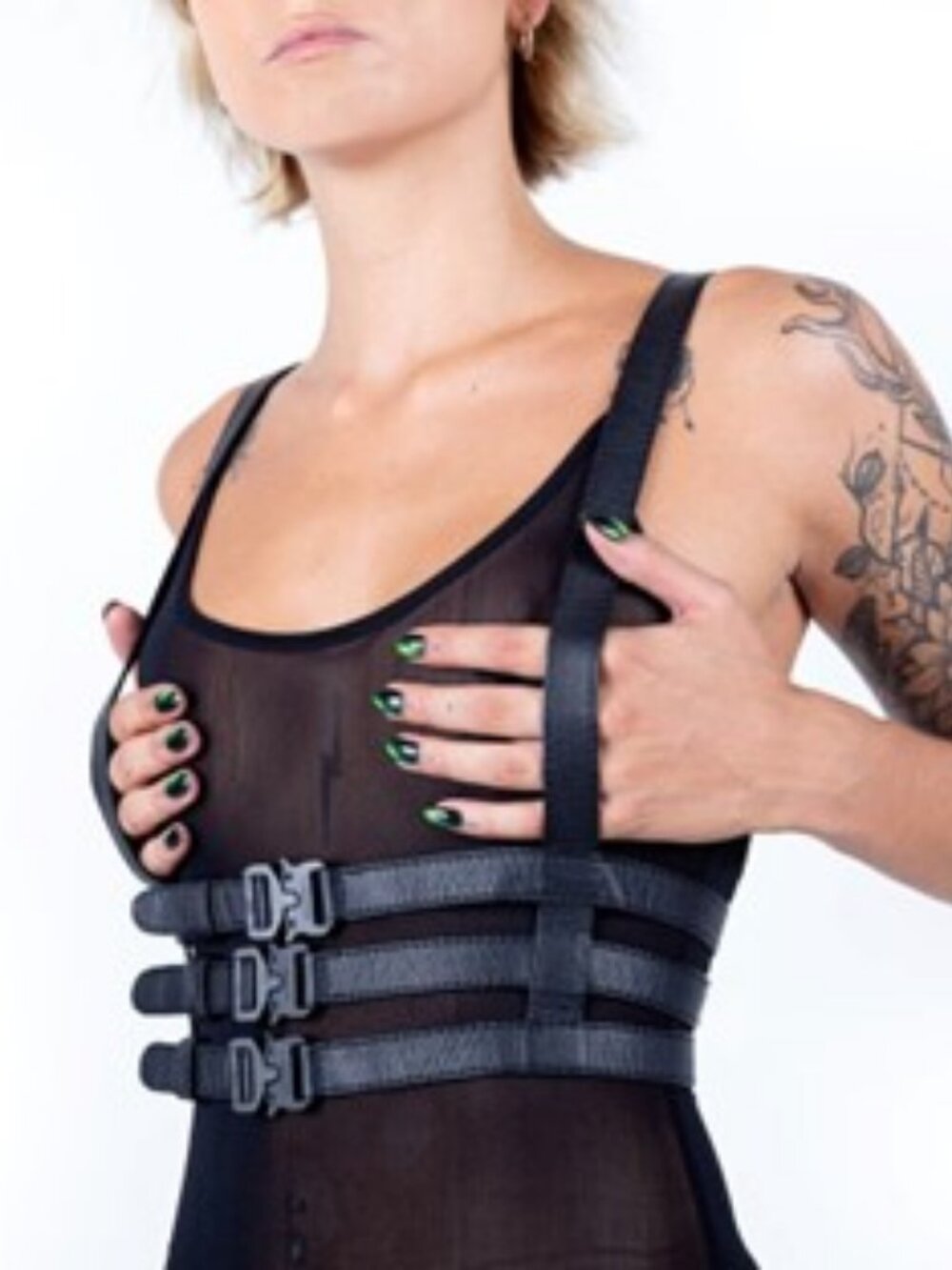 Jungle Tribe Triple Threat Black Leather Harness with 2 Holster Pockets